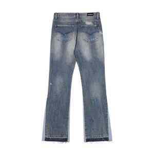 Jeans en denim noir ciré personnalisé DENIM, coupe évasée, empilés, pour hommes - Product Image 4