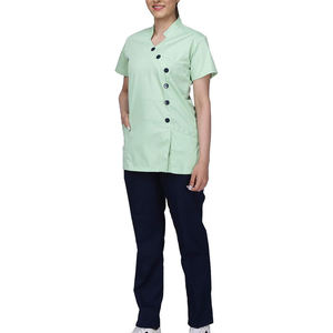 Fashionable Women Medical Scrub Uniform <b>Set</b> Mandarin Collar Button Design Nurse <b>Doctor</b> Spa Beauty Salon Slim Fit Hospital Wear - Product Image 2