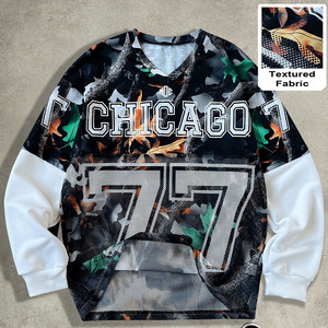 เสื้อฟุตบอลอเมริกันแบบตาข่ายขายส่งสำหรับทุกเพศ แขนยาว สไตล์สตรีทแวร์ ผ้าเนื้อสัมผัสพิเศษ ระบายอากาศได้ดี ชุดทีม รับผลิตตามแบบ OEM - Product Image 2