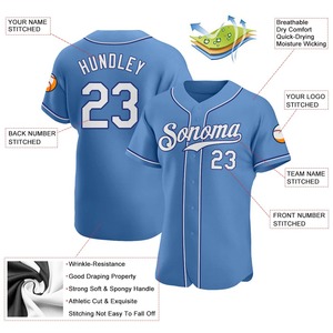 Camiseta de béisbol auténtica OMMiZ antibacteriana de alta calidad para mujer, personalizada, azul claro, blanco-rey - Product Image 4