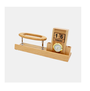 Natural Wood Eco-Friendly Pen Stand <b>Clock</b> Customized Designs Embossing Printing High Quality Wholesale Pen Holder for Home - Product Image 2