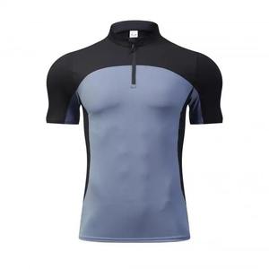 T-shirt décontracté à manches courtes pour homme, col rond, rayé, color-block, respirant, séchage rapide, coupe classique, en polyester tricoté, longueur standard - Product Image 3