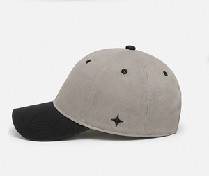 Wholesale Custom 3D Embroidery <b>Baseball</b> <b>Cap</b> Trendy Vintage <b>Grey</b> Black Two Tone 6 Panel Mid Profile Structured - Product Image 2
