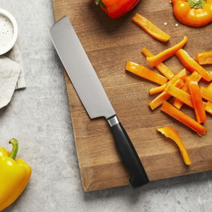 Couteau à légumes Nakiri argenté avec manche ergonomique noir, lame large en acier inoxydable, couteau de cuisine professionnel pour hacher - Product Image 6
