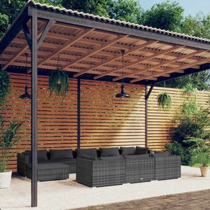 Grand ensemble de salon de jardin modulaire en rotin PE gris, mobilier d'extérieur modulaire haut de gamme - Product Image 1