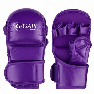 Guantes de Sparring MMA Personalizados de Cuero PU con Palma Abierta para Entrenamiento de Kick Boxing, Artes Marciales y Grappling, Color Violeta Púrpura - Product Image 1