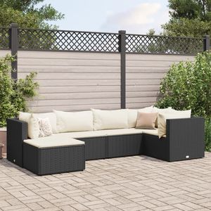 Set Lounge da Esterno Modulare in Rattan PE Nero a 6 Pezzi - Arredamento Modulabile per Patio - Product Image 1