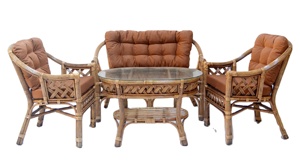 Oferta Especial: Conjunto COMARA, Conjunto de Muebles de Ratán Hechos a Mano, con Respaldo, Almohada y Mesa para Apartamento, Silla de Indonesia - Product Image 4