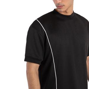 Men's Luxury Oversized Short Sleeve <b>Shirt</b> Premium Cotton O-Neck <b>Patchwork</b> Pattern Streetwear Casual Knitted Fabric 320g - Product Image 5
