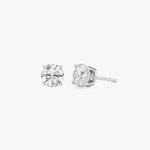 Pendientes de Diamantes Cultivados en Laboratorio con Certificación IGI, Diseño Elegante, Chapados en Rodio, Modernos, con Cuatro Puntas, Oro Blanco de 14K - Product Image 3