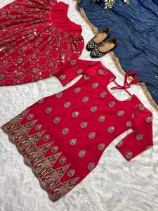 Traje Tradicional Indio para Mujer, Ecológico, Estilo Ramzan, Salwar Kameez, Traje Pakistaní, Pantalón Estilo Dhoti, Recto y Sencillo - Product Image 2