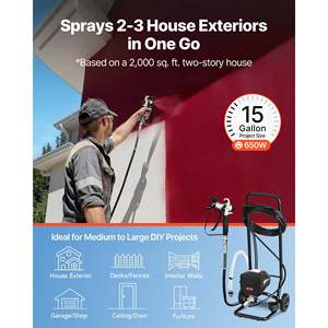 650W 3000PSI Electric Spray Paint Machine High Pressure Airless Paint <b>Sprayer</b> Cart Cleaning Brush <b>Hose</b> Extension Rod Nozzles for - Product Image 2