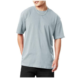 T-shirt décontracté à manches courtes et col rond pour homme, coupe ajustée, couleur unie, 100 % coton, séchage rapide, respirant, avec logo frontal, noir - Product Image 4