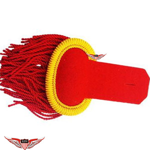 Épaulettes tressées rouges personnalisables avec bordure jaune et pompons – Accessoire d'uniforme élégant pour cérémonies et défilés - Product Image 3