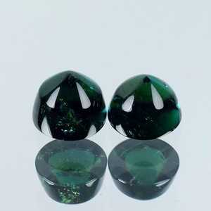 Par de turmalina verde natural, cabujón redondo, piedra preciosa suelta, cristal verde para la fabricación de joyas, anillo, colgante - Product Image 3
