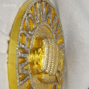 Colgante de Letra Personalizado para Hombre, Estilo Hip Hop, de Plata de Ley 925, con Moissanita y Diamantes Redondos y Baguette, con Incrustaciones de Diamantes, Forma Redonda - Product Image 4