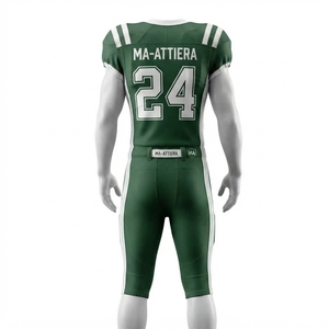 Custom Men's Green White American Football Uniform <b>Padded</b> Jersey <b>Pants</b> Set Sports Team Apparel - Product Image 2