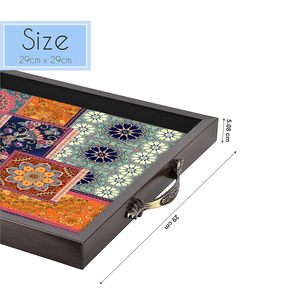 Elephant Printed Wooden <b>Square</b> Serving Trays with Metal Handled for <b>Dinning</b> <b>Table</b> Home and Office Multipurpose for Gift for Sell - Product Image 6