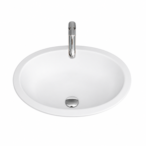 <b>PRIME</b> Modern Solid Bathroom Countertop Basin Polished Finish Counter Installation NSF Certified Oval Shape Single Hole - Product Image 1