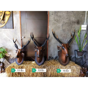 Décoration murale zen en bois sculpté à la main en forme de tête d'antilope, sculpture thaïlandaise minimaliste, décoration animale bohème, cadeau naturel à suspendre au mur - Product Image 5