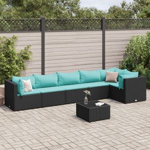 Ensemble de salon de jardin en rotin PE noir avec structure en acier thermolaqué et verre trempé pour les aménagements de jardin - Product Image 1
