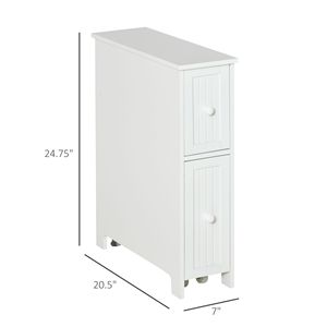 Mobiletto da Bagno Moderno 7x20 Autoportante con Due Cassetti, Porta Carta Igienica Sottile, Porta Asciugamani Laterale, Ruote, Materiale MDF - Product Image 3