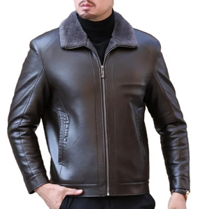wholesale Price Natural <b>Sheepskin</b> Leather <b>Jacket</b> for Autumn and Winter Men Collar and Fluffy Inner Thick Middle Young Man - Product Image 1