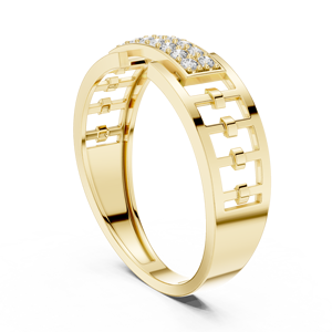 Anillo de Diamantes Cultivados en Laboratorio REGAL LINKAGE, Oro Amarillo de 18 Quilates con Baño de Rodio, Estilo Minimalista para Boda, Compromiso, Uso Diario, Regalo para Hombre - Product Image 2