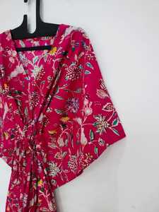 ชุดคลุมอาบน้ำคิโมโนผ้าฝ้ายอินเดีย ทำมือ ใส่สบาย ทรงหลวม เหมาะสำหรับใส่ไปชายหาด ชุดเดรสฤดูร้อนสำหรับผู้หญิง - Product Image 3