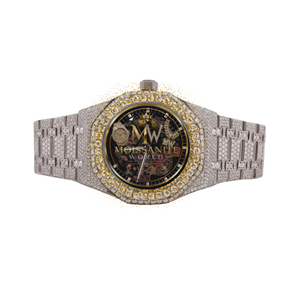 Montre-bracelet chronographe unisexe haut de gamme à cadran noir, mouvement à quartz analogique, résistante à l'eau 10 bars, en acier inoxydable - Product Image 1