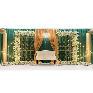 เวทีงานเลี้ยงฉลองสมรสพร้อมฉากกั้นผนังเทียนสุดหรู แผงผนังแสงเทียนทันสมัย ตกแต่งเวทีงานแต่งงาน ฉากหลังงานอีเว้นท์ในร่ม - Product Image 1