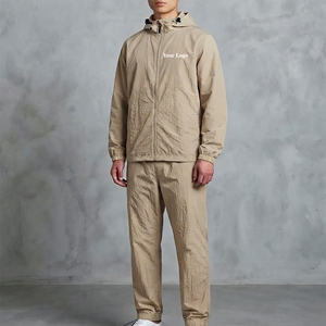 Hot Selling Casual Wear Slim Fitted Solid Color Lightweight Training Wear Windbreaker Tracksuit High Street Style <b>Men</b> <b>Sweat</b> <b>suit</b> - Product Image 1