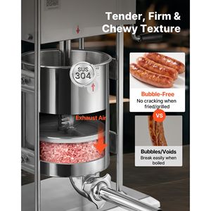 Insaccatrice per Salsicce in Acciaio Inox da 22 LBS/10 L a Doppia Velocità con Macchina Verticale per Riempimento Carne per Uso Domestico - Product Image 3