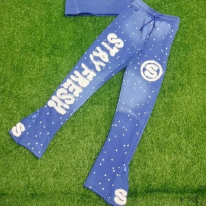 Stylish USA Distress Embroidery <b>Tracksuit</b> Modern Jogging Suit Comfortable Durable Wear - Product Image 5