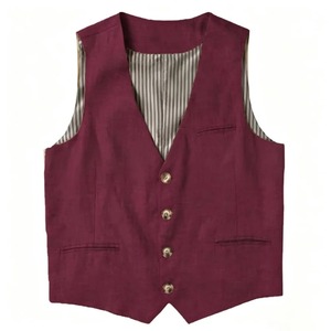 Gilet de Costume Formel Homme Grande Taille Noir Col V Simple Boutonnage Couleur Unie Polyester Automne - Product Image 2