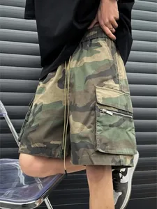 Men's Letter Pattern Cargo Shorts Mid Waist Drawstring Pocket Design Elegant Knee Length Quick Dry Summer Wear Breathable Woven - Product Image 4