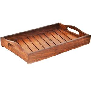 Bandeja rectangular de madera con asas resistentes, plato de madera natural ecológico para desayuno, decoración de mesa de café - Product Image 2
