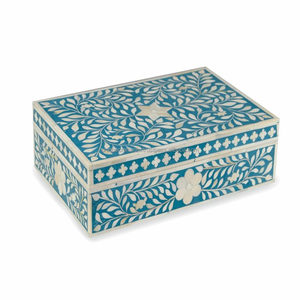 Boîte de rangement élégante vintage 6x4 pouces artisanale en incrustation d'os Organisateur de bijoux et de bibelots avec un design décoratif complexe - Product Image 5