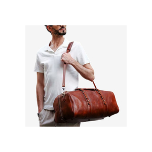 Bolsa de Viaje Deportiva Unisex, Elegante, Vintage, de Cuero Genuino de Búfalo, Impermeable, con Cierre de Cremallera, Personalizable, para Gimnasio - Product Image 1