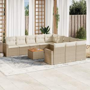 Conjunto de Sofás de Jardín Beige de 12 Piezas - Colección de Muebles Elegantes para Exteriores - Product Image 1