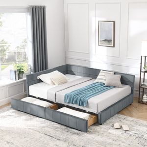 Letto contenitore matrimoniale trapuntato con schienale e braccioli confortevoli, divano letto imbottito per camera da letto - Product Image 2
