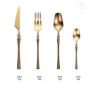 Elegant Matte Gold Flatware Set 22cm <b>Knife</b> 20cm Fork Spoon 14cm Teaspoon Dishwasher <b>Safe</b> Wedding Dining Cutlery - Product Image 3