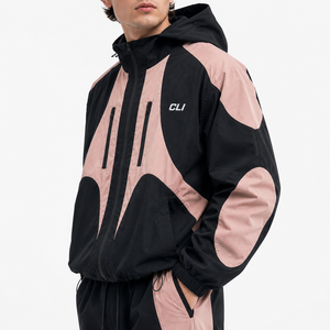 Chaqueta cortavientos de nailon con bloques de color estilo Y2K, chándal de patchwork, chaqueta utilitaria con cremallera y logotipo personalizado, resistente al agua, ropa urbana ODM - Product Image 2
