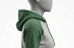 Sweat-shirt à capuche unisexe gris-vert à manches raglan, coupe classique, en coton French Terry, décontracté, pour l'automne, avec poche avant - Product Image 6