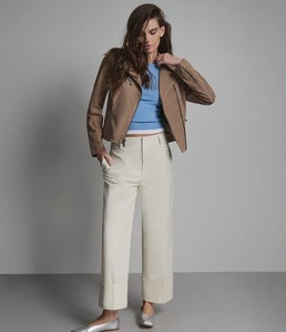 Women's Brown Suede <b>Leather</b> Moto <b>Jacket</b> Available in different color - Product Image 5