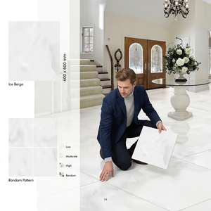 Carreaux de sol en porcelaine Vistaar Ice Berge Design, aspect marbre, pour salle de bain, Dubaï, 600x600mm, entièrement polis et émaillés - Product Image 1