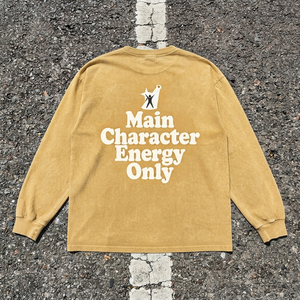 Camiseta de Manga Larga para Mujer, Cuello Redondo, Estilo Casual Holgado, 100% Algodón Jersey, Estampado Streetwear, Modelo Main Character Energy Only - Product Image 2