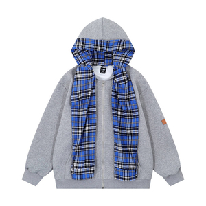 Sudadera Unisex Oversize con Cuello Alto y Cremallera, Forro Gris Azulado, Estilo Casual Urbano, Ropa de Otoño, 100% Algodón Felpa - Product Image 1