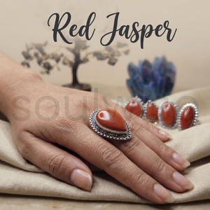 Anillo Ovalado con Cabujón de Jaspe Rojo Natural Soulwise - Joyería de Boda Moderna - Product Image 5