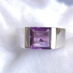 Natural Amethyst Engagement <b>Ring</b> For Women 925 Sterling <b>Silver</b> With Solid Gold February Birthstone Jewelry - Product Image 6